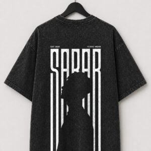 SABAR Acid Wash Oversized Back Printed Luxury Fabric T-Shirt