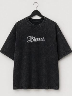 Blessed Acid Wash Oversized Premium Fabric T-Shirt